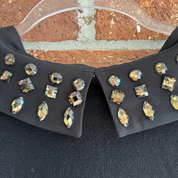 C. Wonder Black Merino Wool Knit Dress w/ Detachable Jeweled Collar | Size L - Picture 8 of 8